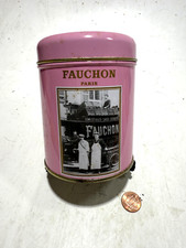 Fauchon Paris Metal Cookie Tin Box Vintage Pink picture