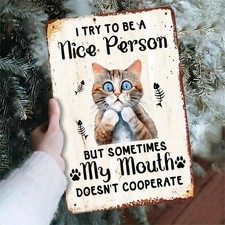 Funny Quote I Try to Be a Nice Person Tin Metal Signs Home Décor 8x12 picture
