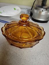Fostoria Vintage Glass Lancaster Amber Coin Glass Candy Dish MCM. picture