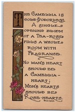 c1910's Raymond Howe Motto Camellia Flowers Arts Crafts Antique Postcard picture