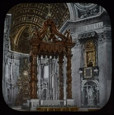 ANTIQUE Magic Lantern Slide ST PETERS THE ALTAR ROME C1890 VICTORIAN PHOTO picture