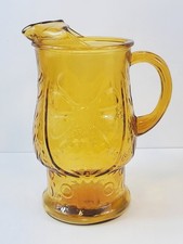 Libbey Country Garden Amber Glass Daisy Pitcher  10
