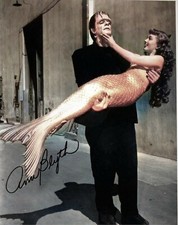 RARE COLOR STILL GLEN STRANGE AS FRANKENSTEIN WITH ANN BLYTH SIGNED picture
