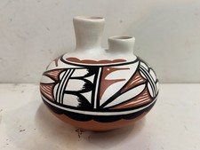 Jemez Pueblo Native American Pottery Wedding Bowl Vase Signed D. Sabaquie picture
