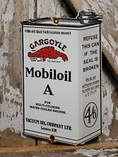 VINTAGE MOBIL PORCELAIN SIGN MOBILOIL A ADVERTISING CAN GARGOYLE MOTOR OIL LUBE picture