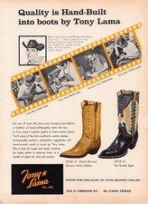 Ostrich Western Cowboy Boots By Tony Lama Vintage Magazine Print Ad picture