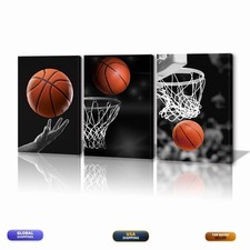 KAWAHONE 3pcs Basketball Canvas Wall Art 24