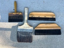 Vintage Antique Paint Brushes Wood Handle Horse Hair Natural Bristle (lot of 4) picture