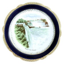 Vintage Prospect Point Niagara Falls Plate Cobalt Gold Waterfall Souvenir  7