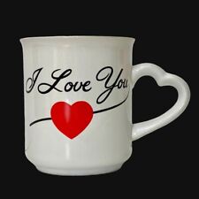 Vintage Heart Handle I Love You Mug Red Heart Pencil Holder 1980s Retro picture