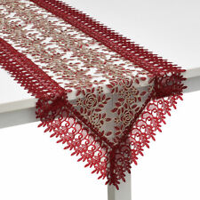 Table Runner 72 Inch Wine Flower Embroidered Pattern Polyester Lace Table Decor picture