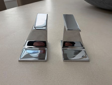 Mid Century Chrome Railroad I-Beams Bookends; Vintage picture