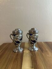 Antique Art Deco Chrome and Cobalt Glass Salt & Pepper Shakers Occupied Japan picture