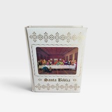 Santa Biblia RV 1909 Spanish Family Bible Deluxe White Gold Illustrated 2011 picture
