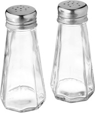 Taste up Glass Salt and Pepper Shakers with Metal Lids, Set of 2, 3 Ounce, Clear picture