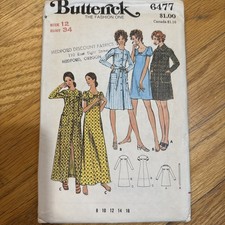 1970s Butterick Sewing Pattern 6477 Robe Housecoat Nightgown Sz 12 B 34 Uncut picture