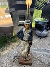 This is a vintage 1971 Dunning Industries nautical French sailor figurine lamp picture