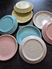 VTG Imperial Ware 8 USA Splatter Set Plates Varying Colors 3.5 Diameter picture
