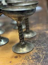 Vintage Spanish silver plate champagne goblets Madrid ornate stems set of 10 picture
