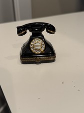 Rochard Limoges France Hand Painted Porcelain Trinket Box – Vintage Rotary Phone picture