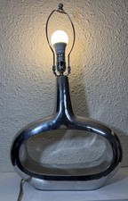 VTG Mid Century MCM Art Deco Style Aluminum Ovoid Geometric Art Table Lamp picture