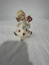 Vintage 1957 Lefton February Birthday Angel Figurine 1987J Japan w/ Sticker picture