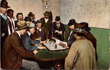 1910 Vintage Postcard  Men Sit at Table Playing a Faro Game in the West picture