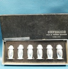 VTG Box Superior MCM Mini Salt & Pepper Shakers Three Sets Dodge Inc LA picture