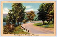 1947 GREETINGS FROM WAUTOMA WISCONSIN WI VINTAGE LINEN POSTCARD picture