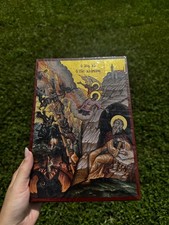 Ladder of Divine Ascent Orthodox Icon Flat Wood 18kt Gold Leaf picture