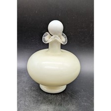 Vintage Uranium Custard Glass Perfume Bottle UV Reactive Glow Ball Stopper 7