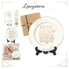 60th Anniversary Plate 24k Gold Foil - Diamond Wedding Gift for Parents, Grandpa picture