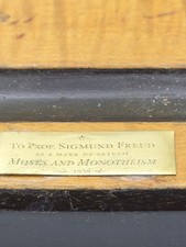 Vintage Double wooden Inkwell Sigmund Freud psychology 1939 Moses and Monotheism picture
