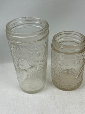 Pair of Jumbo Peanut Butter Jars Rare Sizes 3 1/2 oz and 5 oz No Chips picture