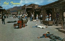 Old Tucson Arizona gun battle show main street cowboys unused vintage postcard picture