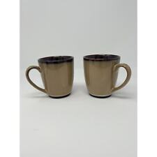 Set Of 2 Sango Nova Brown Stoneware 10 oz Coffee Mug Cup 4933 (A) picture