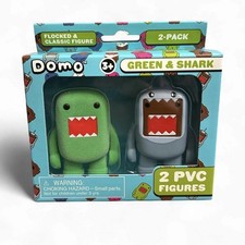 Domo Kun Flocked & Classic Figure 2-Pack Green & Shark PVC Figures New NIB picture