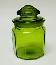 LE Smith Green Paneled Glass Canister Apothecary Jar picture
