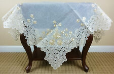 Beige Ivory Polyester Embroidered Embroidery Cutwork Tablecloth Side Table Cover picture