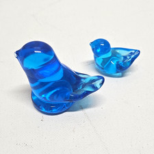Lot of 2 Vintage Bluebird of Happiness Art Glass Figurines Signed Leo Ward 1988  picture