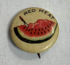 Vtg 1896 Red Meat Watermelon Celluloid Advertising Pinback Button Whitehead Hoag picture