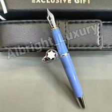 MONTBLANC Meisterstück Half Blue Silver Trim Fountain Pen Luxury With Pouch picture