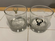 2x JACK DANIELS MILWAUKEE BUCKS NBA OLD FASHIONED GLASS picture