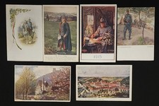 Lot of (6) Vtg WWI Austro-Hungarian Postcards Military Charity Feldpost Officer picture