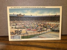 Rose Festival Floats Assembling in Stadium, Portland Oregan post card picture