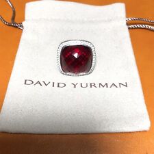 David Yurman Albion 925 Silver 20mm Albion Red Garnet & Diamond Ring Sz 5.75 picture