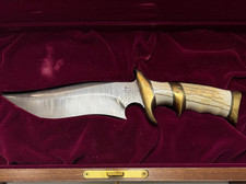 Buck Custom 904 Sub-Hilt Bowie Damascus Elk 1989 #0090 Case Sheath & Buck Letter picture