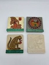 Lot of 4 ￼Plaques Lord ZAC, mayan zodiac & 2 - Mayan Jaguar From Cancun Mexico picture