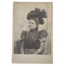 Victorian Lady Pocket Watch Ostrich Feather Hat Cabinet Card Antique  picture