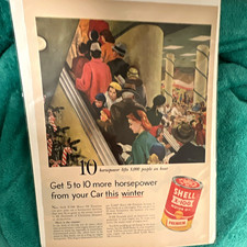 Shell X-100 Motor Oil Vintage Print Ad, Gas & Oil Theme, Multicolor picture